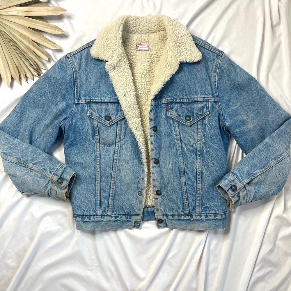 Levi’s Vintage Jean Denim Barn Trucker Sherpa Chore Jacket Coat 70605 70s 80s